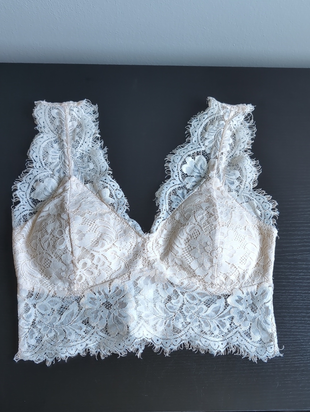 EUC ReVamped Lace Bralette Crop Top in Cream - Women's Intimates